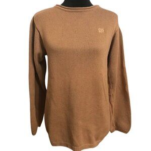 DKNY Women's Long Sleeve Pullover Long Sleeve Brown Sweater with Logo Size Small